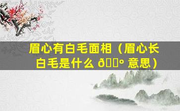 眉心有白毛面相（眉心长白毛是什么 🌺 意思）